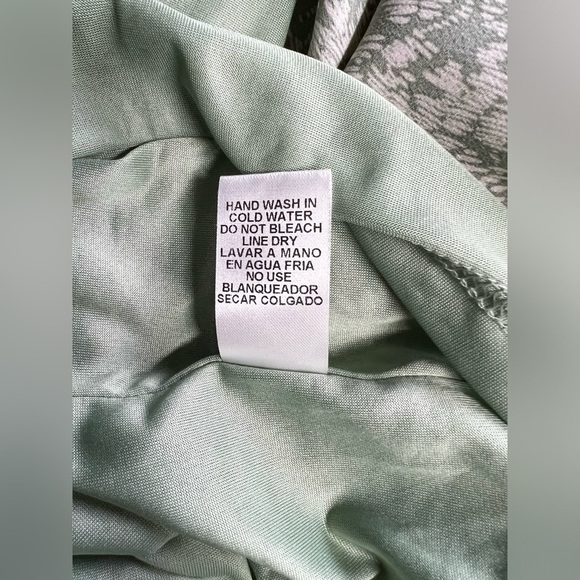 ENTRO Moss green and white abstract print kimono style midi dress size M. - Picture 11 of 14